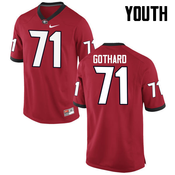 Youth Georgia Bulldogs #71 Daniel Gothard College Football Jerseys-Red